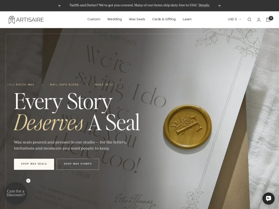 Artisaire homepage