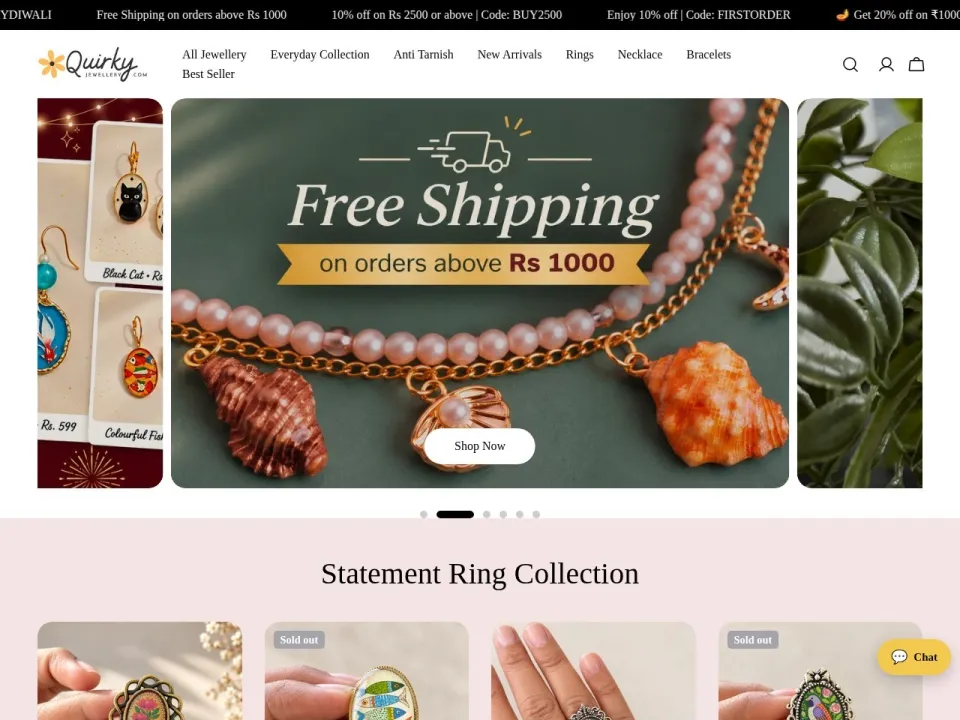 Quirky Jewellery homepage