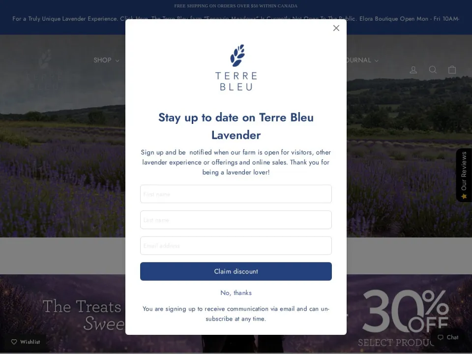 Terre Bleu homepage